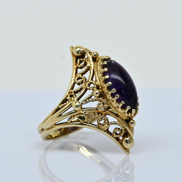 Scrollwork Amethyst 14K Ring