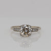 Circa 1930's Art Deco 18K White Gold Over 2Ct Old Mine Cut Diamond Ring