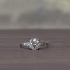 Circa 1930's Art Deco 18K White Gold Over 2Ct Old Mine Cut Diamond Ring