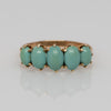 Antique Victorian Five-Stone Turquoise Ring with Talon Prongs in Yellow Gold