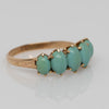 Antique Victorian Five-Stone Turquoise Ring with Talon Prongs in Yellow Gold