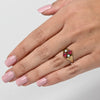 Victorian 14K Gold Ring with Princess-Cut Synthetic Rubies & Opal Accents