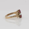 Victorian 14K Gold Ring with Princess-Cut Synthetic Rubies & Opal Accents