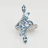 14K White Gold Aqua Floral Ring