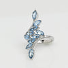 14K White Gold Aqua Floral Ring