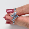 14K White Gold Aqua Floral Ring