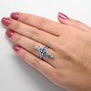 14K White Gold Aqua Floral Ring