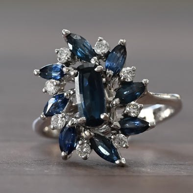 14K Sapphire and Diamond Cocktail Ring