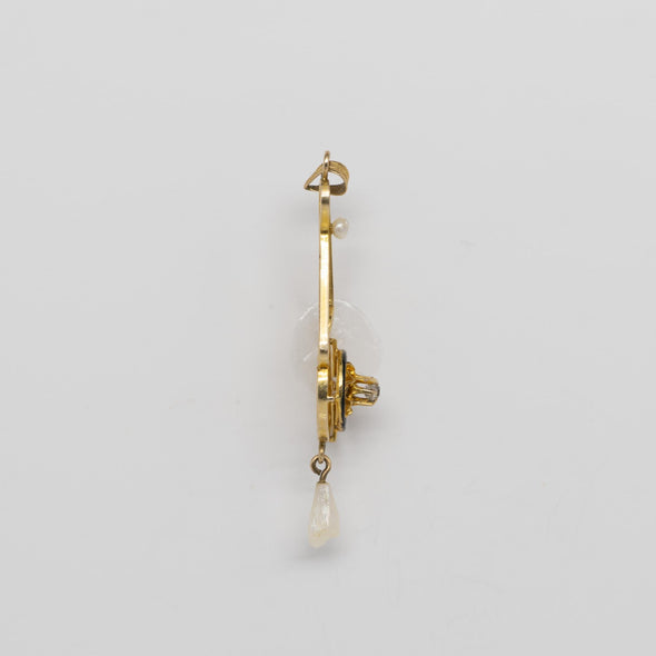 Victorian Diamond & Enamel Lavalier Pendant