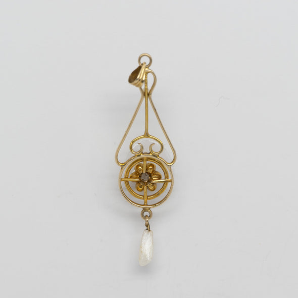 Victorian Diamond & Enamel Lavalier Pendant