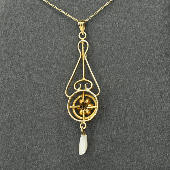 Victorian Diamond & Enamel Lavalier Pendant