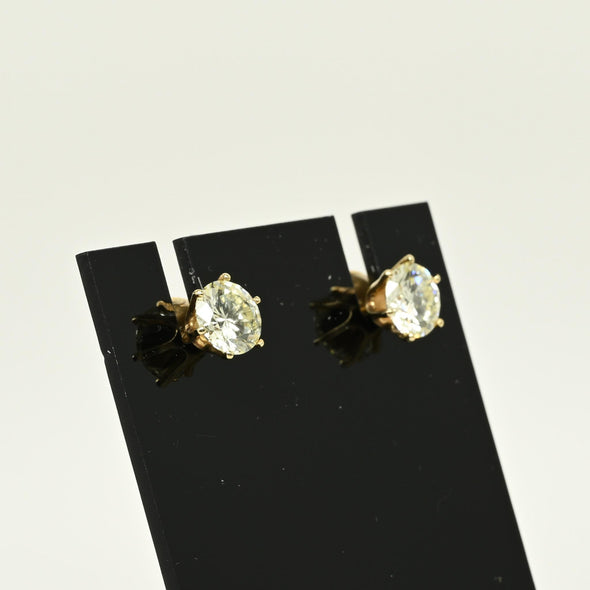 2.60ctw Natural Diamond Round Brilliant VS 14k Gold Screw Back Stud Earrings