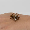 Art Deco Sun Design Convertible Pin with Old Cut Diamonds 14K