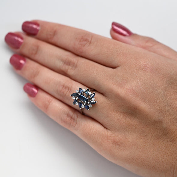 14K Sapphire and Diamond Cocktail Ring