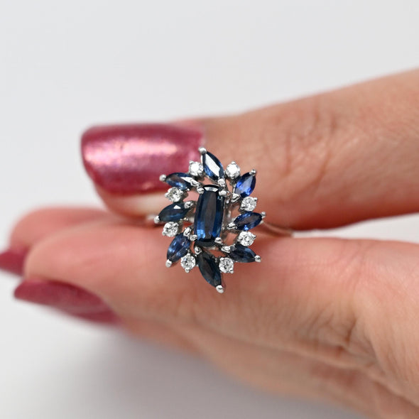 14K Sapphire and Diamond Cocktail Ring