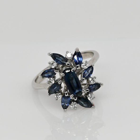 14K Sapphire and Diamond Cocktail Ring