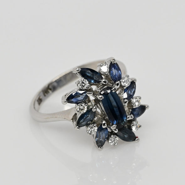 14K Sapphire and Diamond Cocktail Ring