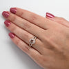 Morganite Oval Diamond Halo 14K Rose Gold Split Shank Ring