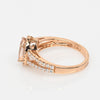 Morganite Oval Diamond Halo 14K Rose Gold Split Shank Ring