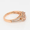 Morganite Oval Diamond Halo 14K Rose Gold Split Shank Ring