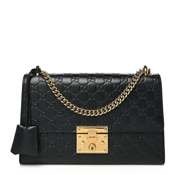 Gucci Guccissima Medium Padlock Shoulder Bag Black