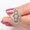 Art Deco Inspired Diamond Filigree Shield Cocktail Ring in 14K Gold