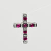 Ruby & Diamond 18k White Gold Cross Pendant