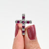 Ruby & Diamond 18k White Gold Cross Pendant