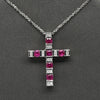 Ruby & Diamond 18k White Gold Cross Pendant