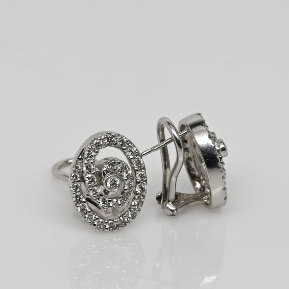 Diamond Swirl 18k White Gold Earrings