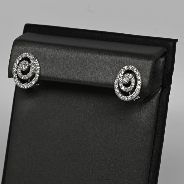 Diamond Swirl 18k White Gold Earrings