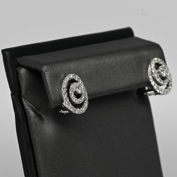 Diamond Swirl 18k White Gold Earrings