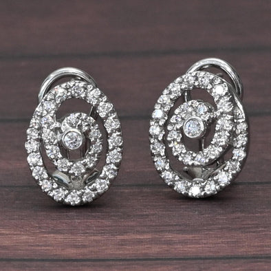 Diamond Swirl 18k White Gold Earrings