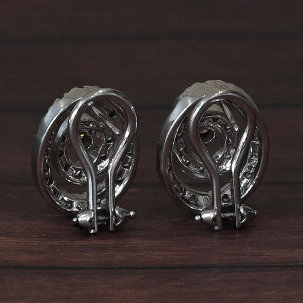 Diamond Swirl 18k White Gold Earrings