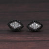 1ctw Black & White Diamond Navette / Eye 10k White Gold Earrings