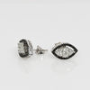 1ctw Black & White Diamond Navette / Eye 10k White Gold Earrings