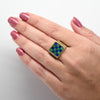 Lapis & Malachite Checkerboard Yellow Gold Men's Ring