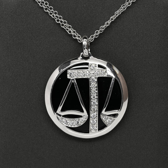 Luca Carati Zodiac Onyx & Diamond Libra Scales Pendant 18k White Gold Necklace