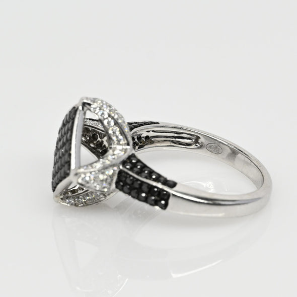 1.4ctw Black & White Diamond Pave 18k White Gold Ring