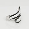 Black Diamond White Curved Bypass 18k White Gold Ring