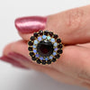 Vintage Garnet Opal Double Halo 18k Gold Ring