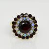 Vintage Garnet Opal Double Halo 18k Gold Ring