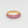 Pink Sapphire Pave Knife Edge Anniversary Band 18k Gold Ring