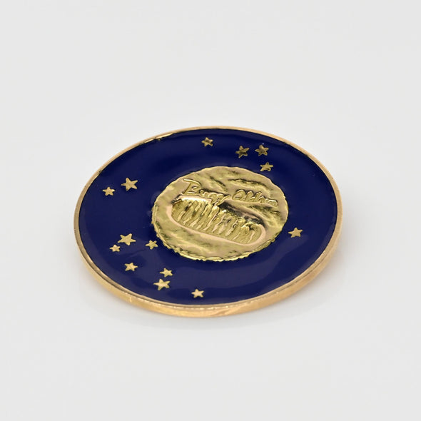 1969 Tiffany &Co Buzz Aldrin Moon Landing Commemorative Blue Enamel 14K Gold Pin