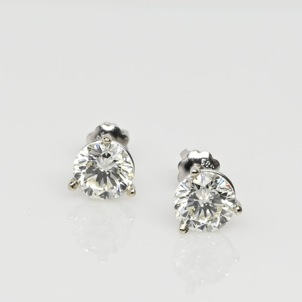 2.03ctw Natural Diamond Round Brilliant SI 14k White Gold Martini Stud Earrings