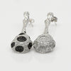 6cttw Black & White Diamond Dangle 14k White Gold Statement Earrings