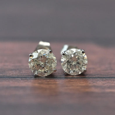 2.38cttw Natural Diamond Round Brilliant 14k White Gold Stud Earrings