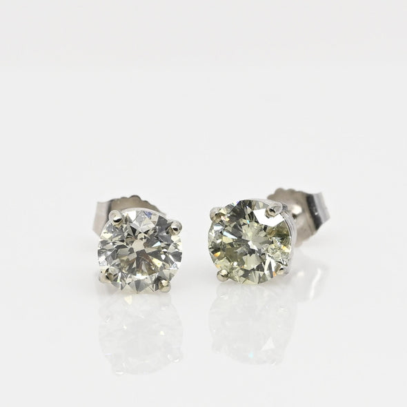 2.38cttw Natural Diamond Round Brilliant 14k White Gold Stud Earrings