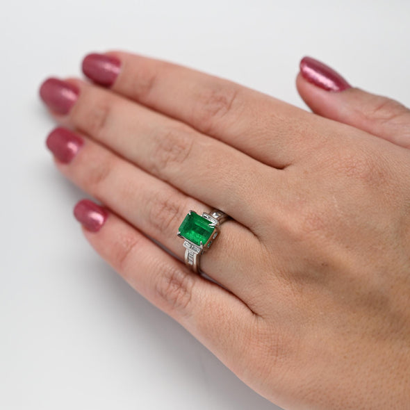 2.85ct GIA Colombian Emerald and Diamond Platinum Ring