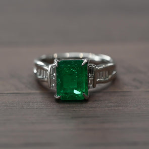 2.85ct GIA Colombian Emerald and Diamond Platinum Ring